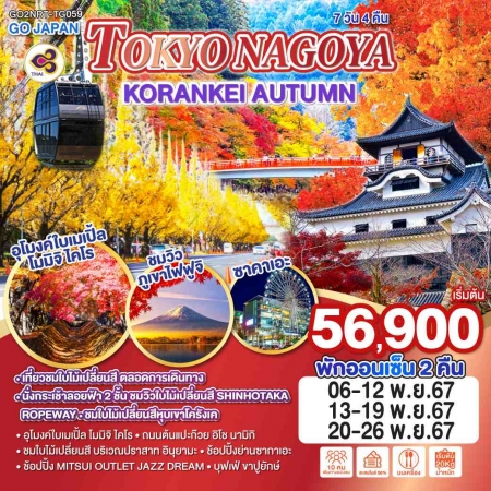 ทัวร์ญี่ปุ่น AJP75-49 TOKYO NAGOYA KORANKEI AUTUMN NRT-TG059 (201167)   