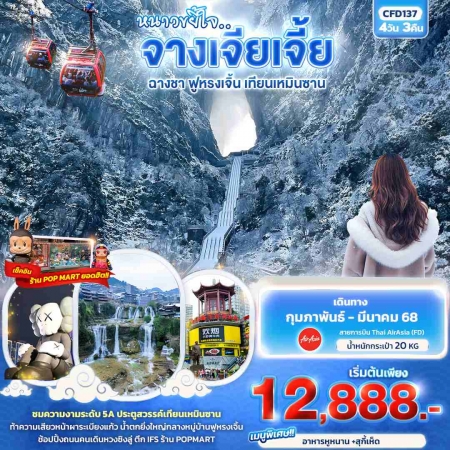 ทัวร์จีน ACH50-10 หนาวขยี้ใจ จางเจียเจี้ย ฉางชา ฟูหรงเจิ้น เทียนเหมินซาน CFD137 (290368)