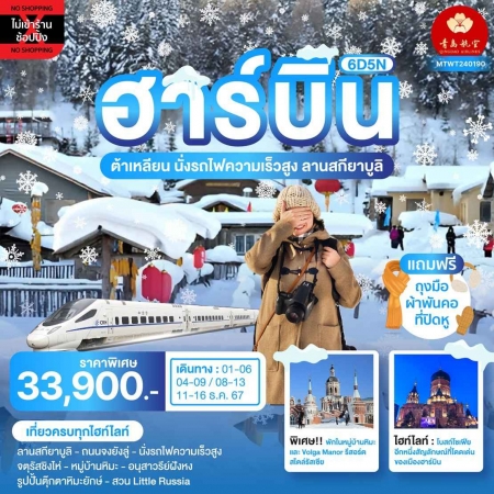 ทัวร์จีน ACH69-01 ฮาร์บิน นอนในหมู่บ้านหิมะ Snow Town วอลก้ารีสอร์ทสไตล์รัสเซีย (111267)