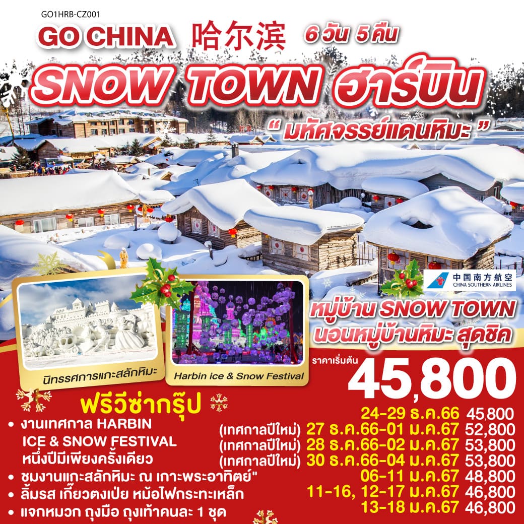 ทัวร์ญี่ปุ่น ACH45-27 ฮาร์บิน SNOW TOWN มหัศจรรย์แดนหิมะ (130167)