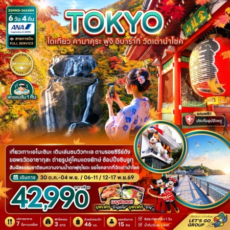 ทัวร์ญี่ปุ่น AJP66-28 โตเกียว คามาคุระ ฟูจิ อิบารากิ วัดเต่านำโชค อิสระ 1 วัน HND-2634NH (121169)