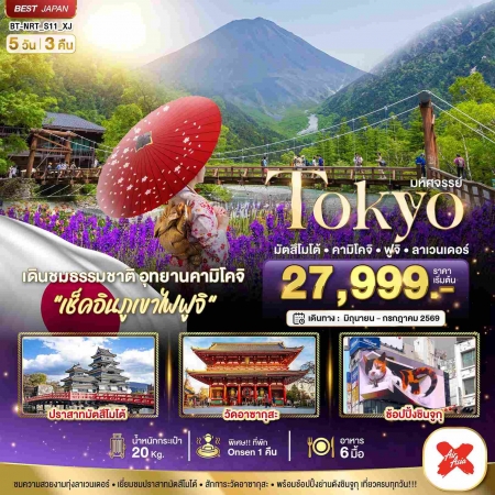 ทัวร์ญี่ปุ่น AJP67-26 มหัศจรรย์ TOKYO คามิโคจิ ฟูจิ ลาเวนเดอร์ NRT-S11_XJ (280769)