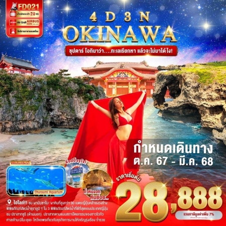 ทัวร์ญี่ปุ่น AJP65-43 OKINAWA ซุปตาร์ โอกินาว่า ทะเลเรียกหา  FD021 (270268)