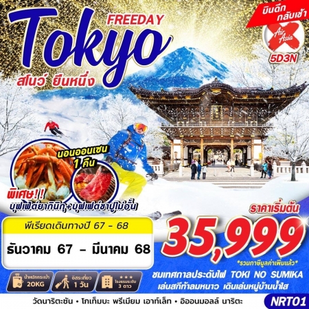 ทัวร์ญี่ปุ่น AJP63-05 XJ DMK TOKYO สโนว์ ยืนหนึ่ง  FREEDAY บินดึก NRT01 (150368)