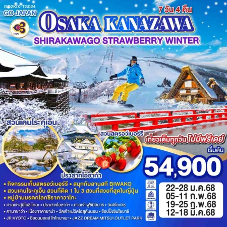 ทัวร์ญี่ปุ่น AJP75-74 OSAKA SHIRAKAWAGO STRAWBERRY WINTER KIX-TG024 (120368)