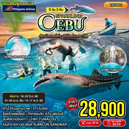 ทัวร์ฟิลิปปินส์ APR51-01 Sparkling Cebu สปาร์คคลิง เซบู(130568) 