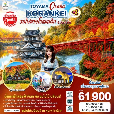 ทัวร์ญี่ปุ่น AJP75-29 KORANKEI TOYAMA OSAKA รถไฟสายโรแมนติก NGO-TG089 (241169)