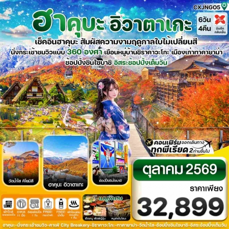 ทัวร์ญี่ปุ่น AJP74-04 ฮาคุบะ อิวาตาเกะ โอซาก้า ใบไม้เปลี่ยนสี ฟรีเดย์1วัน CXJNGO5 (151069)