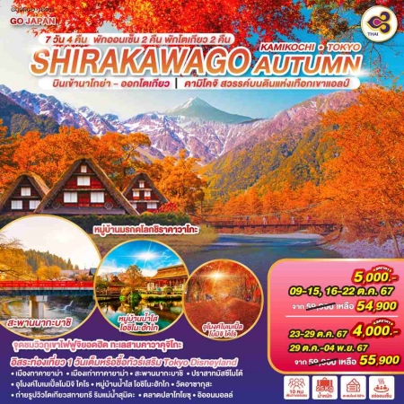 ทัวร์ญี่ปุ่น AJP75-22 SHIRAKAWAGO KAMIKOCHI TOKYO AUTUMN NGO-TG036 (291067)