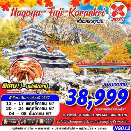 ทัวร์ญี่ปุ่น AJP63-19 NAGOYA FUJI KORANKEI เที่ยวเต็ม NGO12 (041267)  