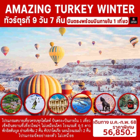 ทัวร์ตุรกี ATK280-05 AMAZING TURKEY WINTER บินภายใน 1 ขา(220268)   