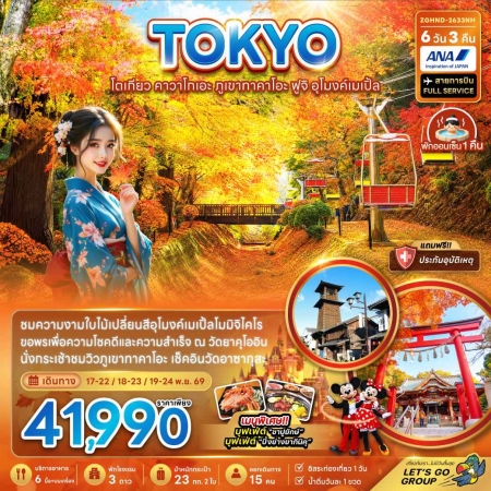 ทัวร์ญี่ปุ่น AJP66-23 โตเกียว คาวาโกเอะ ภูเขาทาคาโอะ อุโมงค์เมเปิ้ล อิสระ 1 วัน  HND-2633NH (191169)