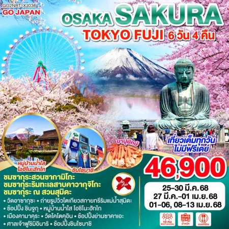 ทัวร์ญี่ปุ่น AJP75-50 TOKYO FUJI OSAKA SAKURA NRT-XJ036 (080468)