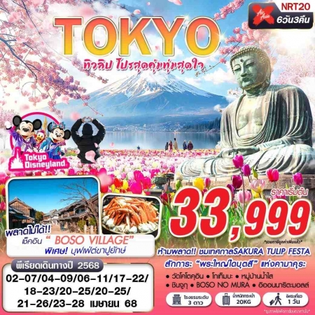 ทัวร์ญี่ปุ่น AJP63-19 XJ DMK TOKYO ทิวลิป โปรสุดคุ้มทุ่มสุดใจ FREEDAY NRT20 (230468)