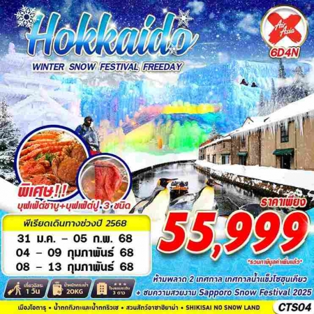 ทัวร์ญี่ปุ่น AJP63-13 HOKKAIDO WINTER SNOW FESTIVAL FREEDAY CTS04 (080268)