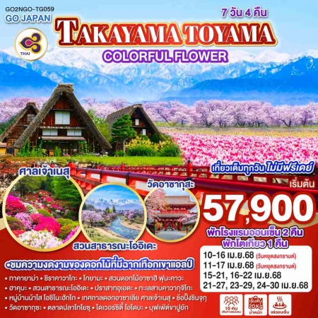 ทัวร์ญี่ปุ่น AJP75-22 TAKAYAMA TOYAMA COLORFUL FLOWER NGO-TG059 (210468)