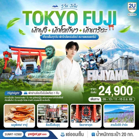 ทัวร์ญี่ปุ่น AJP76-01 Tokyo Fuji เกาะเอโนะชิมะ คามาคุระ เที่ยวครบ  NRT-VZ002 (260969)