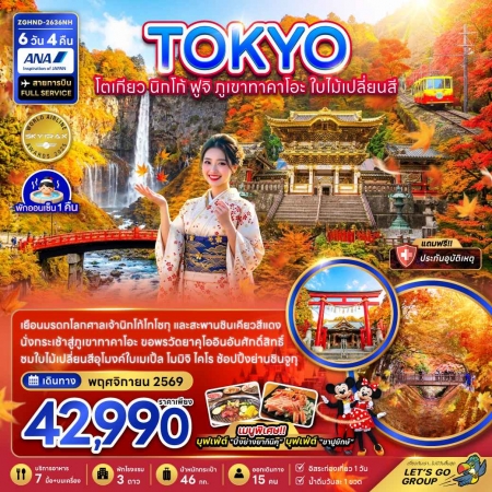 ทัวร์ญี่ปุ่น AJP66-26 โตเกียว นิกโก้ ภูเขาทาคาโอะ ใบไม้เปลี่ยนสี อิสระ 1 วัน HND-2636NH (201169)
