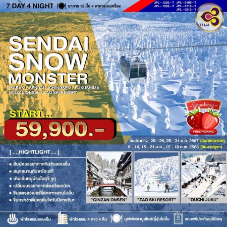 ทัวร์ญี่ปุ่น AJP73-04 SENDAI SNOW MONSTER (120268)