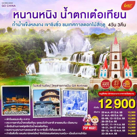 ทัวร์จีน ACH45-49 หนานหนิง น้ำตกเต๋อเทียน ถ้ำน้ำแข็งหลงกง NNG-GX004 (231068)