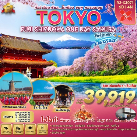 ทัวร์ญี่ปุ่น AJP68-08 TOKYO FUJI SHIZUOKA ONE DAY SAKURA ฟรีเดย์ 1วัน  XJ071 (130468)