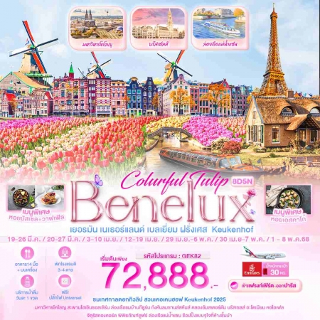 ทัวร์ยุโรป AEU96-25 Colurful Tulip Benelux Keukenhof GEK82 (010568)