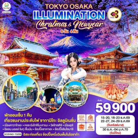 ทัวร์ญี่ปุ่น AJP75-32 TOKYO OSAKA CHRISTMAS & NEW YEAR HND-TG059 (301269)