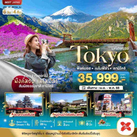 ทัวร์ญี่ปุ่น AJP67-10 มหัศจรรย์ JAPAN เนโมฟิล่า คามิโคจิ ฟูจิ นาริตะ NRT04 (300568)