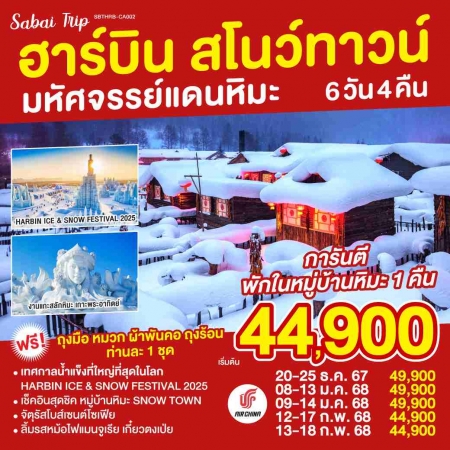 ทัวร์จีน ACH45-33 ฮาร์บิน สโนว์ทาวน์ มหัศจรรย์แดนหิมะ HRB-CA002(130267)